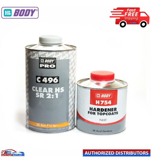 HB BODY C496 2K LACQUER KIT & FAST HARDENER H754 1.5LTR KIT CLEAR 2:1